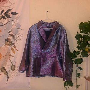 Purple and blue plus size blazer